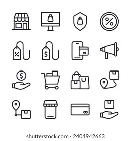 Set of icon ecommerce isolated on white