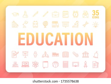 Set icon education for mobile app design. Online course line icon set. Online study, education. Vector stock illustration.