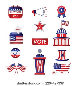 Set Of Icon Election Day United States Election Day Vector Template