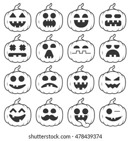 Diverse Set Silhouettes Halloween Pumpkins Stock Vector (Royalty Free ...