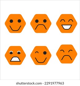 set of icon emoji, smile, angry, blink one eye, surprised, 