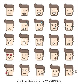 set of  icon emotion man