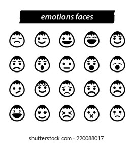 Set of icon emotions face, vector illustration