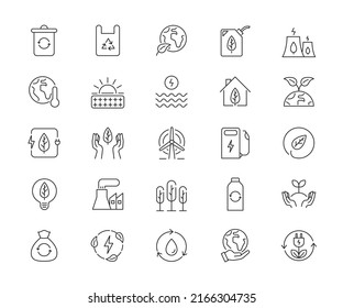 Fijar un icono del medio ambiente. Iconos de entorno en diseño simple. Ilustración vectorial.