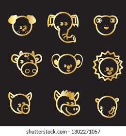 a set icon face animals