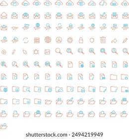 Set Icon, File, Folder, Config, Lock, nube, Ilustración vectorial, 