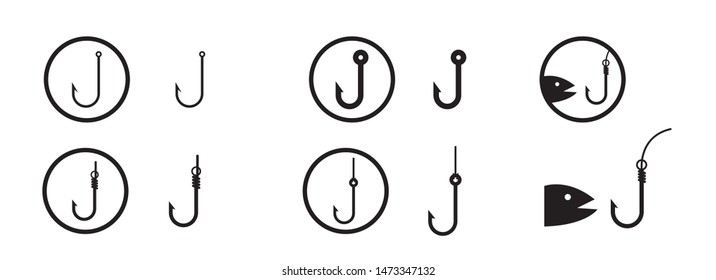 set of  Icon Fishing Hooks symbol of Fishing Hooks isolated on white background vector  illustration
