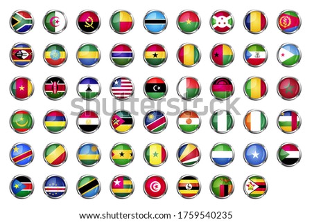 Set icon flag button of african continent countries.