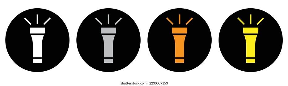  set icon flashlight symple on inside circle. style your sign or sympol app and web, vector illustration