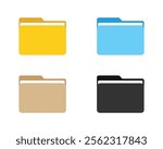 Set of icon folder computer file colourful document binder data archive. File folder vector icons. Office folder icon with documents. Folder for reports and archive cases. Vector Illustration