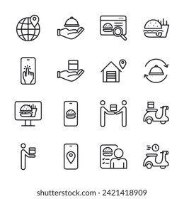 Juego de iconos Entrega de alimentos