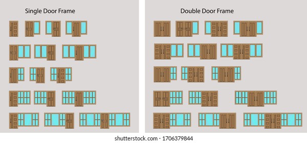 Set Of Icon. Frame door that is made from wood