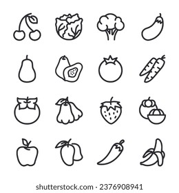 Set of icon fruit and vegetable