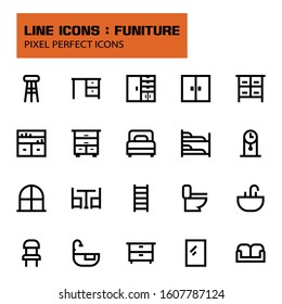 Set icon Funiture , Outine and Pixel Perfect Icons. eps 10