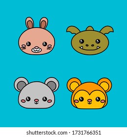 Set of icon funny animals