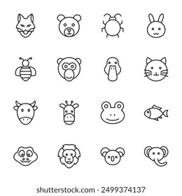 set of icon funny animals
