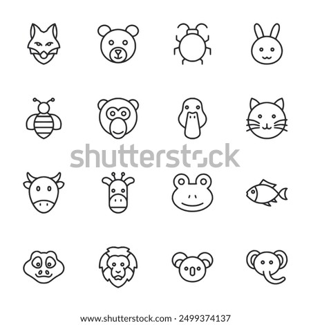 set of icon funny animals