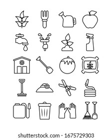Satz von Ikonen-Gärtnern , Vektorillustration-Icon-Design