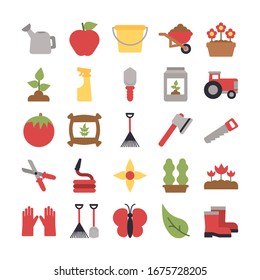 set of icon gardening on white background vector illustration design