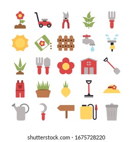 set of icon gardening on white background vector illustration design