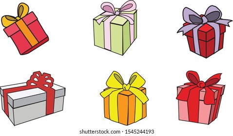 Set icon Gift Box new year illustration