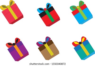 set icon Gift Box new year illustration
