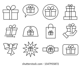 set icon of gift related vector design, included as gift, gift in bag, symbol, ribbon, bubble gift.