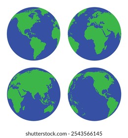 Set of icon globes of Earth. Earth globe icon set. Abstract globe icon. World map in globe shape isolated on white background