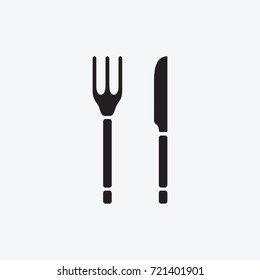 Set Icon graphic fork and knife. Black and white pictogram for web design. Vector flat illustrations, logo