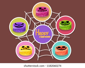 Set icon halloween on color background. Happy Halloween. Gift and decorative element on holiday. Vector cartoon Illustration.