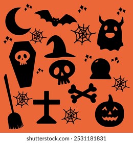 A set of icon for Halloween party in October.