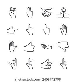 Set of icon hand gesture