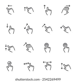 Set of icon hand gesture