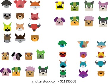 set icon head of animals