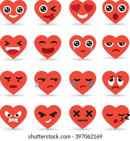 Set icon of hearts Emoticons Collection