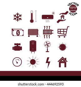 Set icon of heating and cooling. Vector illustration.