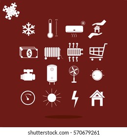 Set icon of heating and cooling. Vector illustration.