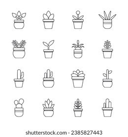 set of icon house plants