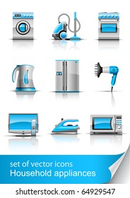 set icon of household appliances vector illustration isolated on white background