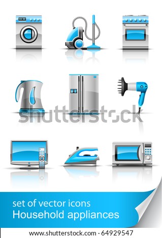 set icon of household appliances vector illustration isolated on white background