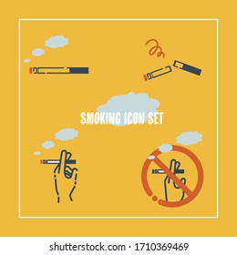 It is a set of icon illustrations about tobacco. Vector image.