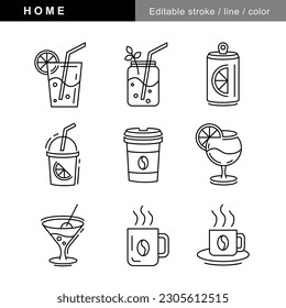 A set of icon images for drink or beverages, suitable for beverages