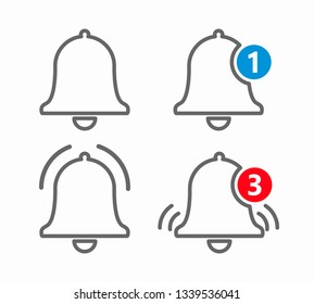 Set icon for incoming inbox message. Notification Vector Icon of bell. Vector sign for alarm clock and smartphone application alert. EPS10