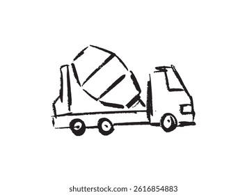 Set icon of an Industry Cement Truck Doodle Handdrawn