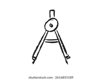 Set icon of an Industry Compass Ruler Doodle Handdrawn