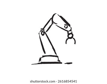 Set icon of an Industry Robot Arm Doodle Handdrawn