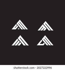 set icon initials letter c m triangle