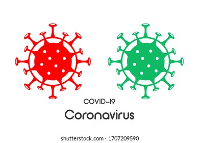 Set of icon. Inscription COVID-19. vector infographic coronavirus. Pathogen respiratory influenza covid virus cells.