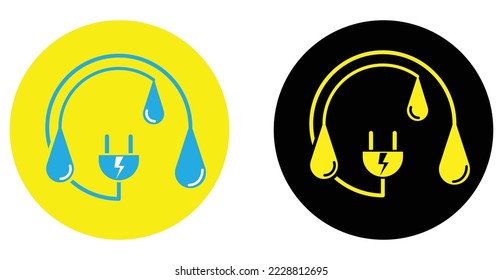 set icon inside circle electricity water energy symple. style sign symbol, vector illustration