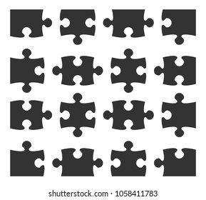 Set icon jigsaw puzzle part design elements silhouette. Vector illustration